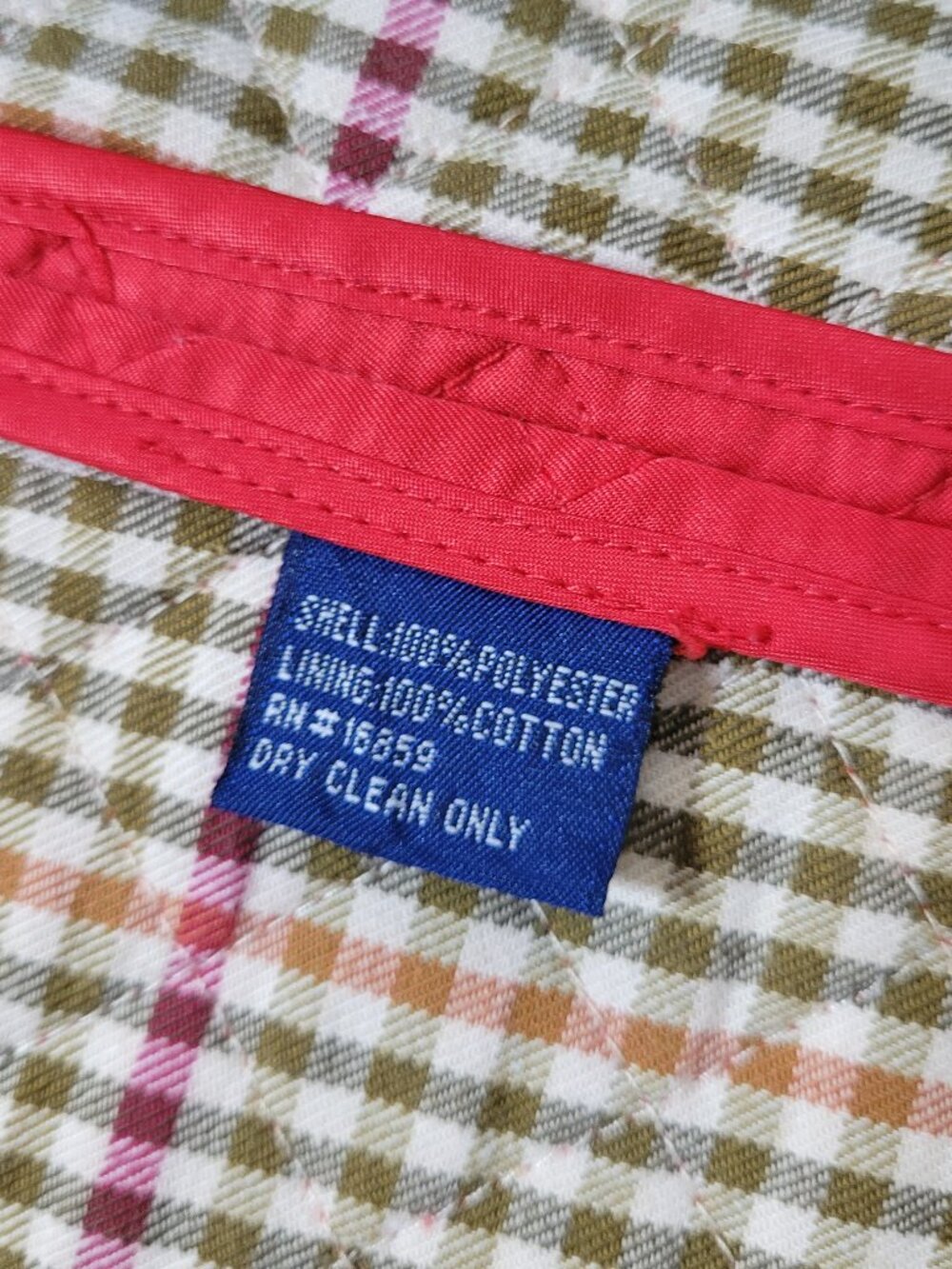 J McLaughlin Red Diamond Quilted Vest Corduroy Collar Plaid Lining Small Preppy - Picture 7 of 10